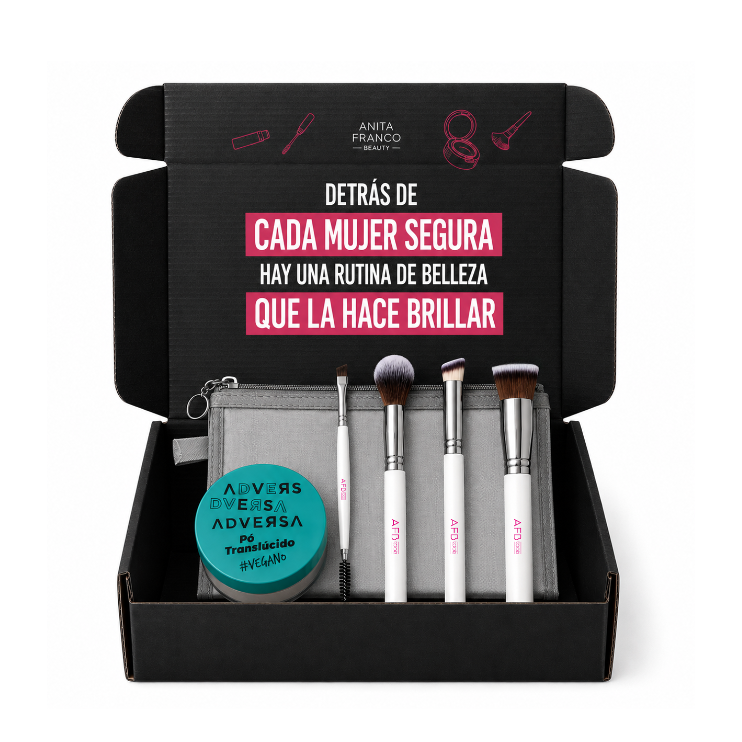 Pack Polvo Translúcido HD + Set Brochas Maquillaje 4 Piezas AFB TOOLS