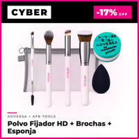 Pack Polvo Fijador HD + Brochas 4 Piezas + Esponja AFB TOOLS