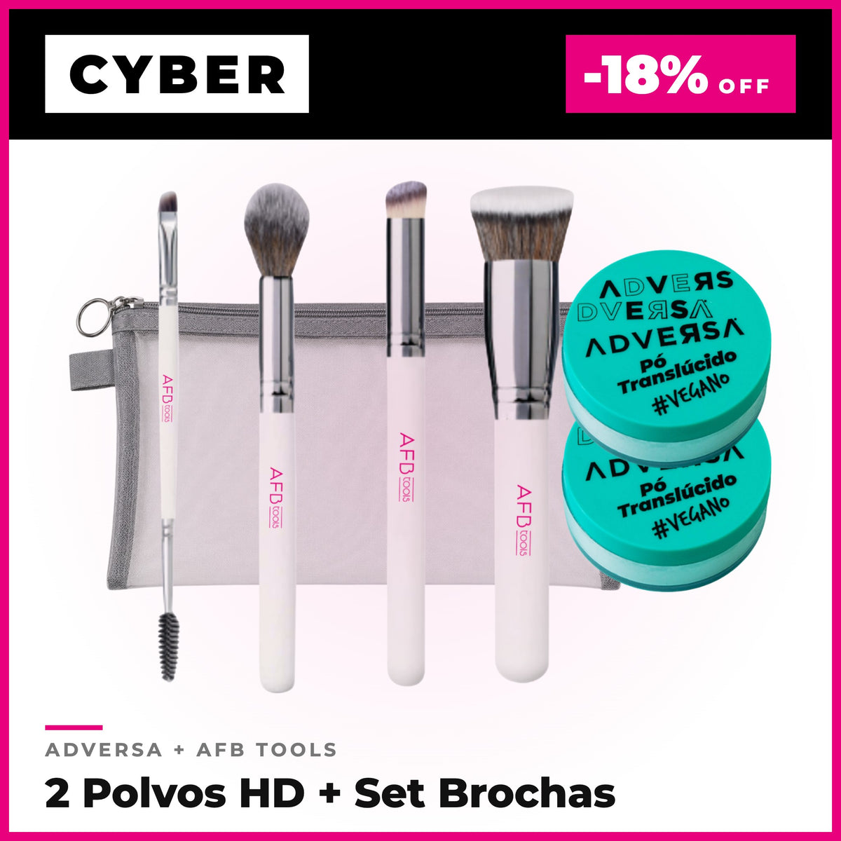 Cyber 2 al 7 octubre - Pack 2 Polvos Translúcidos HD + Set Brochas 4 Piezas AFB TOOLS -18% OFF