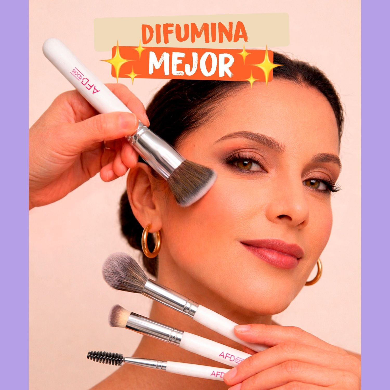 Pack Pinceles Maquillaje Profesional 4 Piezas + 2 Esponjas AFB Tools