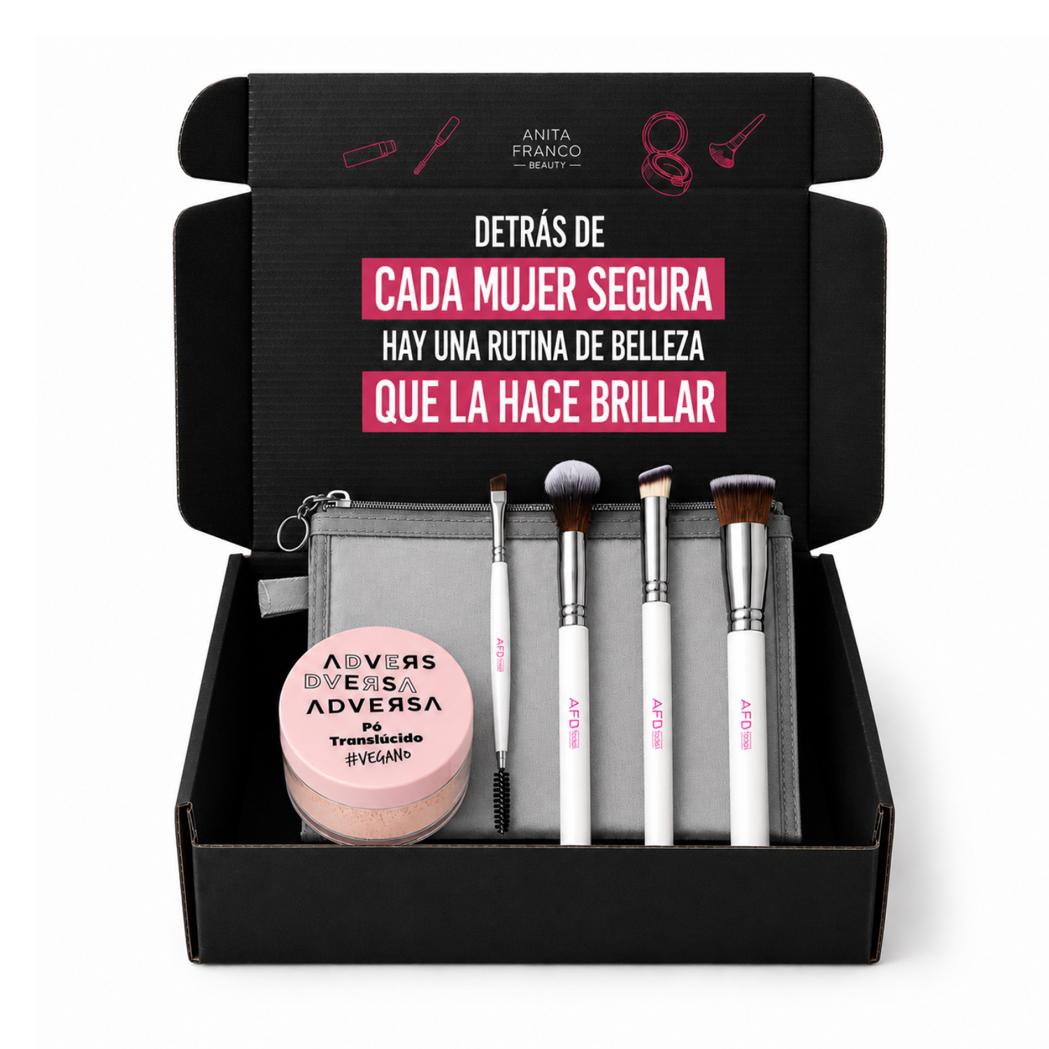Pack Polvo Translúcido HD Durazno + Set Brochas  AFB TOOLS