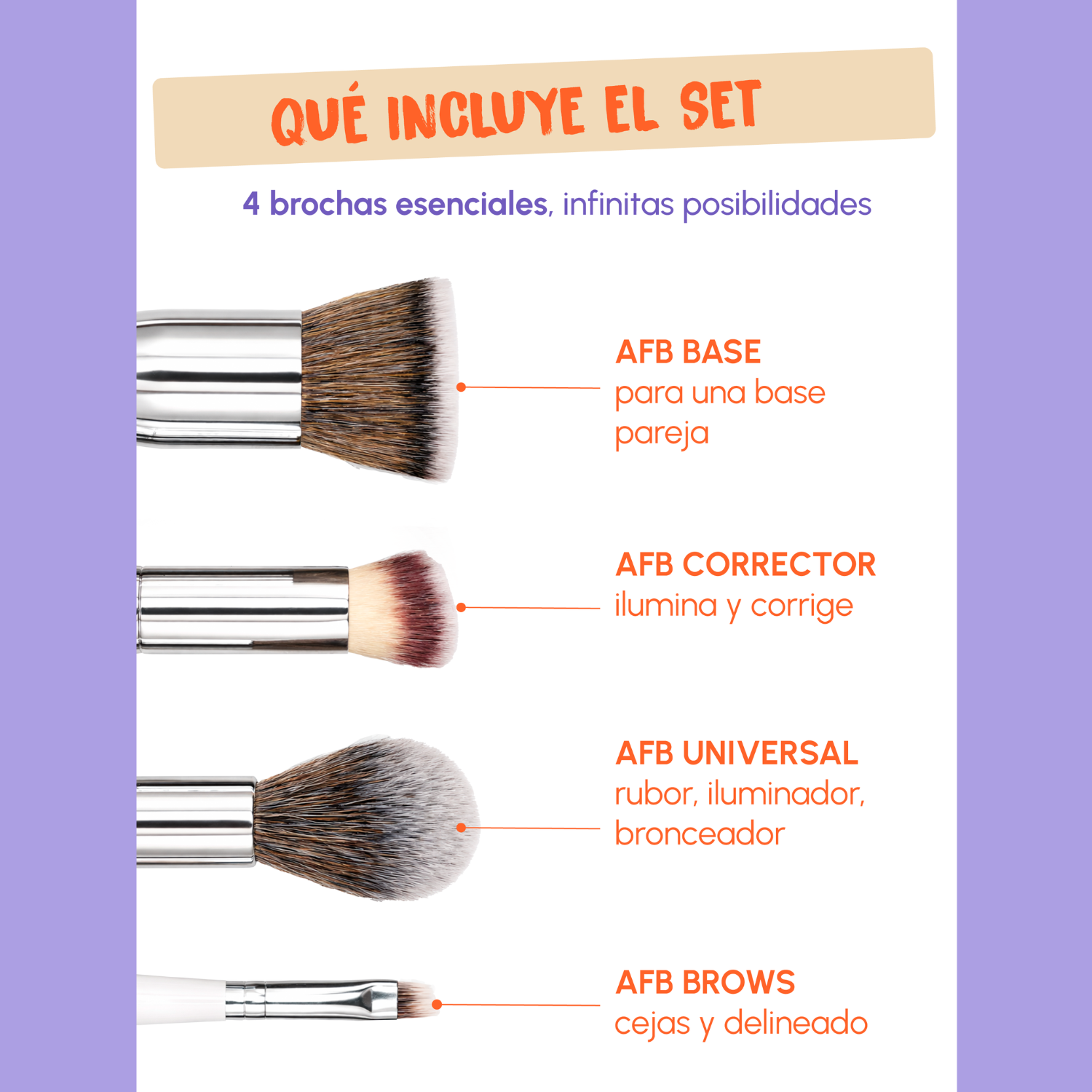 Pack Polvo Translúcido HD + Set Brochas Maquillaje 4 Piezas AFB TOOLS
