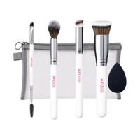 Pack Brochas Maquillaje Profesional 4 Piezas + Estuche + Esponja