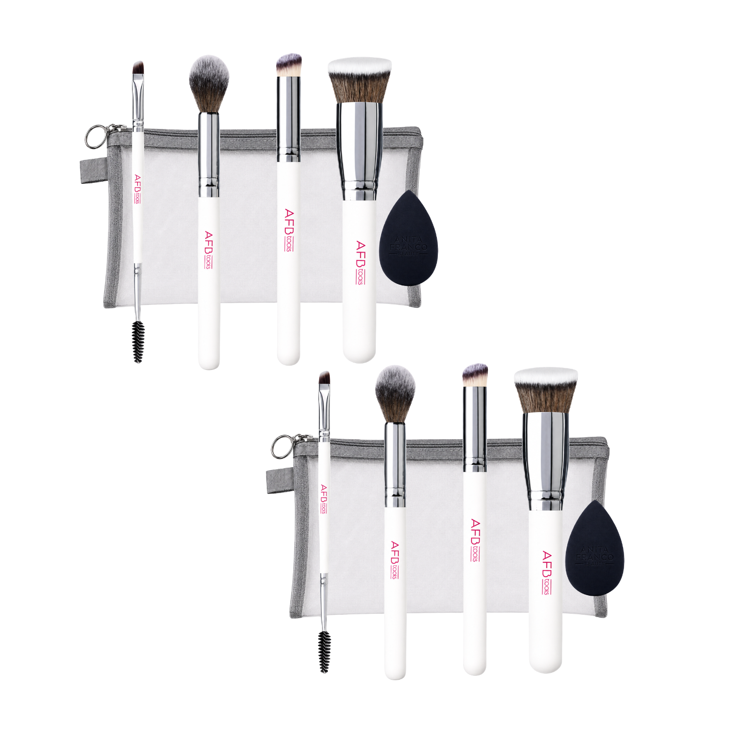 Pack Pinceles Maquillaje Profesional 4 Piezas + 2 Esponjas AFB Tools