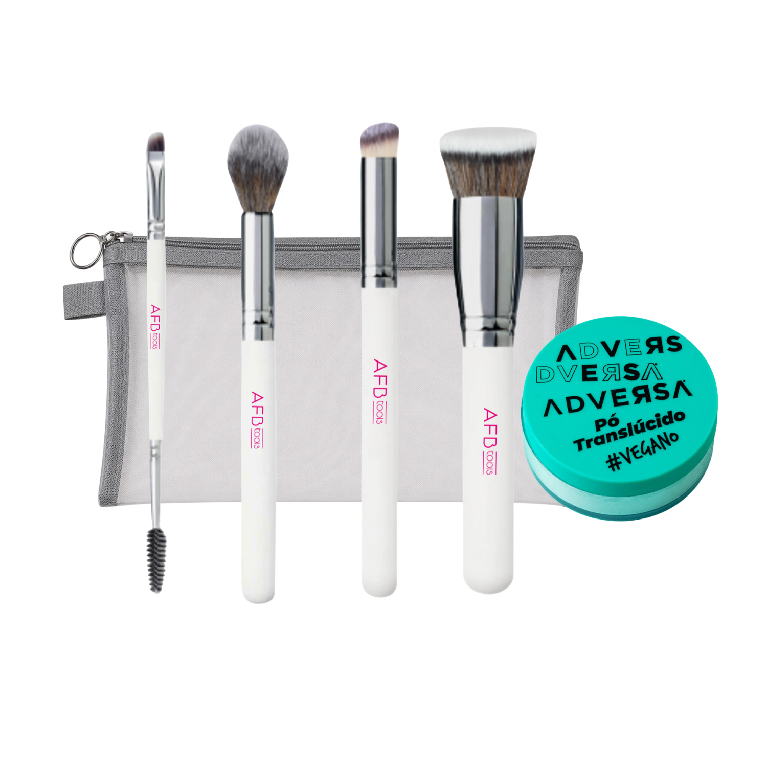 Pack Polvo Translúcido HD + Set Brochas Maquillaje 4 Piezas AFB TOOLS
